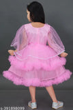 Girls net party dress, embellished sleeve design, India origin