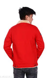 Red boys jacket with a fur lining around the hood