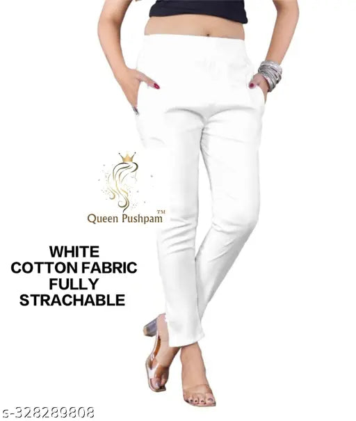 White stretchy cigarette pants, pack of 2