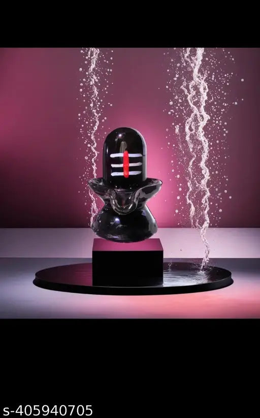 Black ceramic Shivling, decorative temple item for home and office