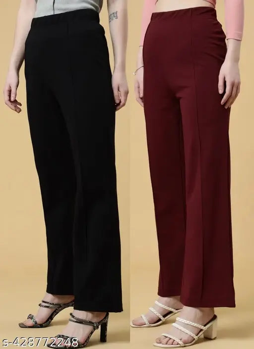 Viscose Rayon women's trousers, solid net, sleek design for gym, workouts or lounging. Made in India