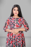 Cotton blend print ruffle girl's gown dress by Saara Company, suitable for ages 2 to 16 years