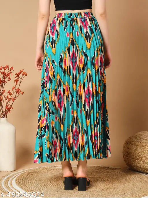 Polka dot pleated skirt for girls, long length with pockets, crepe fabric, trendy schoolwear from India