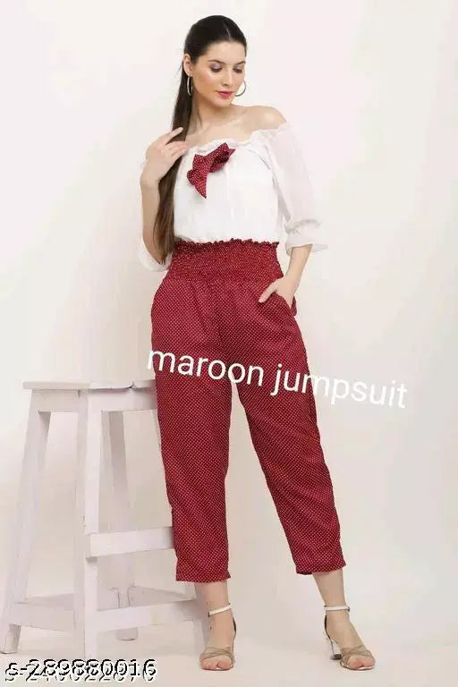Three-quarter sleeve women's jumpsuit in premium quality fabric, made in India