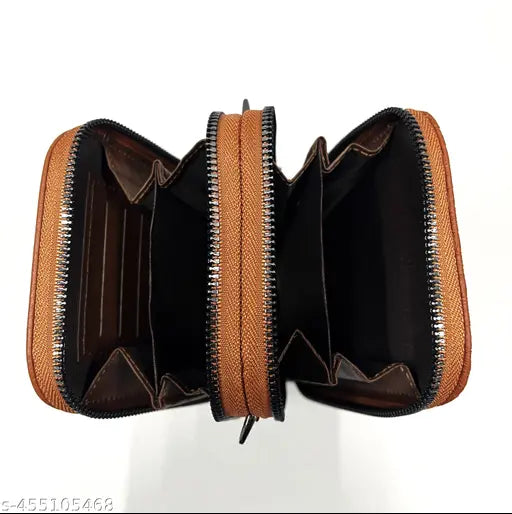 Brown leather, black sling, 2 card slots