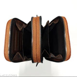 Brown leather, black sling, 2 card slots
