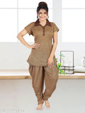 Polyester fabric maternity dhoti top nightsuit in invisible zip, women's comfortable loungewear for sleep and relaxation
