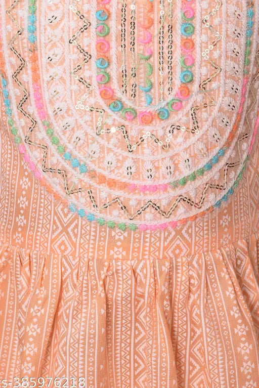 Embroidered rayon anarkali pyjama sets for girls (Indian traditional wear), sizes 2-3yrs, 4-5yrs, 5-6yrs, 6-7yrs