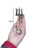 Brass Shivling with White Marble, brass trishul on brass plate for Lord Temple Pooja (LxBxH-14x14x12 cm)