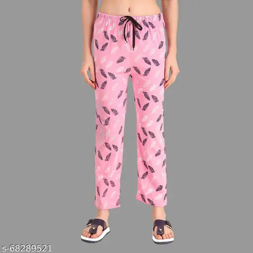 Pink floral patterned lounge pants, comfortable sleepwear