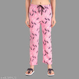 Pink floral patterned lounge pants, comfortable sleepwear