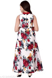 Maroon cotton blend ethnic gown, digital floral print, girls party wear