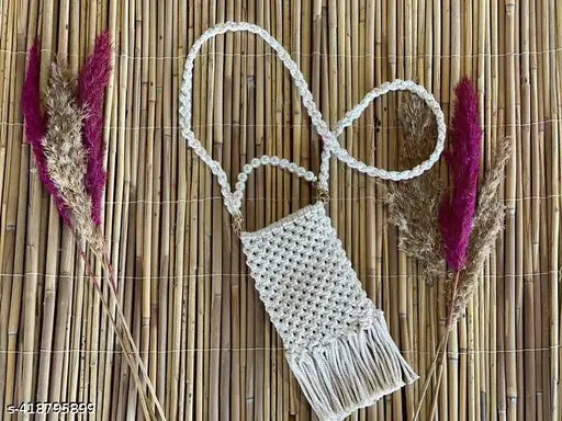 Black macramé crossbody bag