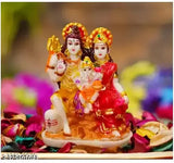 Multi-colored poly resin Lord Shiv Parivar Statue, 6" tall spiritual showpiece for Vastu decor
