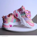 Rainbow pink mesh sneakers with wings sticker, playful kids shoes in colorblock design from FootStation