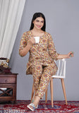 Pure cotton Lehriya print women's night suit top and pyjama set, three-quarter sleeves, India origin