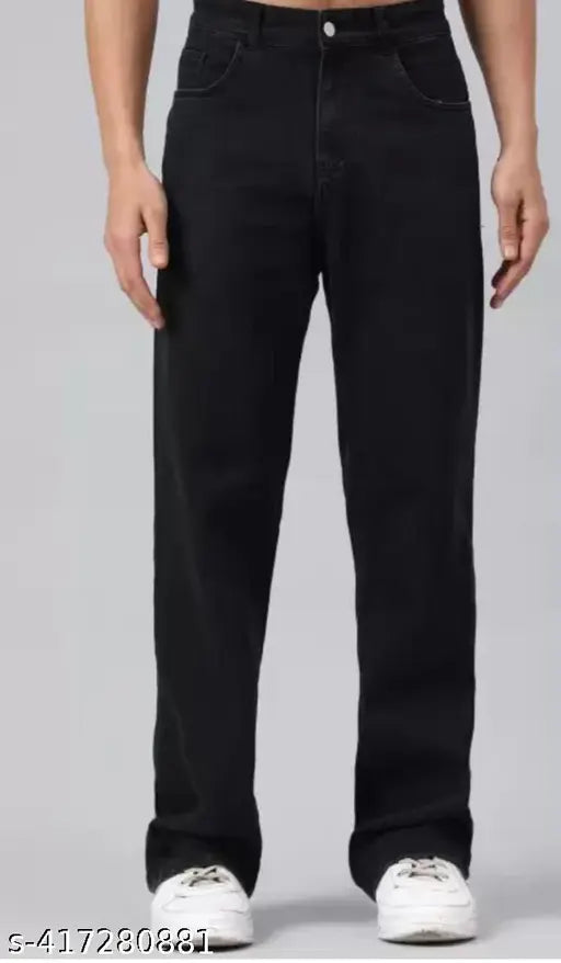 Mens black denim slim fit jeans with low price, durable and stylish streetwear for men