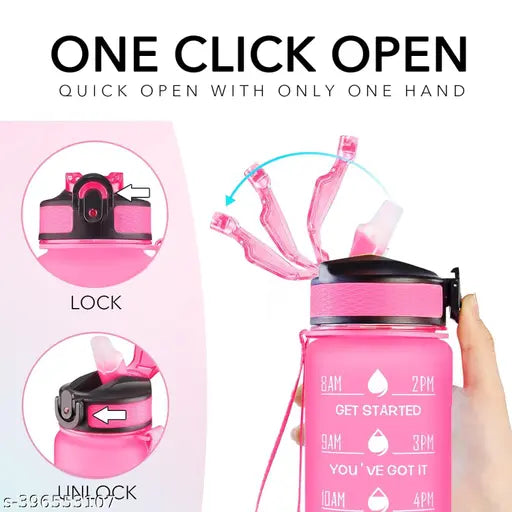Motivational Tritan water bottle, durable, BPA-free, multicolor, leakproof with time marker and flip top, ideal for gym, office, school, workout [MOTIVATIONAL WATER BOTTLE]