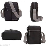Black nylon sling messenger crossbody bag