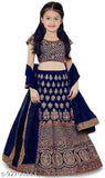 Embroidered Satin Lehenga Choli Set for Kids, attractive colors, suitable for ethnic or festive wear