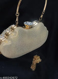 Gold sequin clutch with detachable chain strap