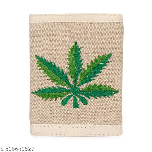 Natural jute hemp wallet, 5 compartments, ethnic Indian doll print design, eco-friendly and lightweight