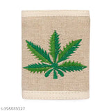 Natural jute hemp wallet, 5 compartments, ethnic Indian doll print design, eco-friendly and lightweight