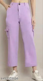 Purple lycra cargo pants with multiple pockets, front zip, and straight line design - great for regular use in various activities, Madewell India