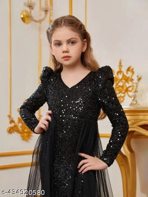 Viscose embellished net dress for girls (2-14 years), Indian fashion for classy parties