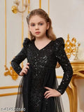 Viscose embellished net dress for girls (2-14 years), Indian fashion for classy parties