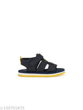 Genuine leather navy blue closed-toe casual sandals for boys, featuring a tuskey design and fisherman style