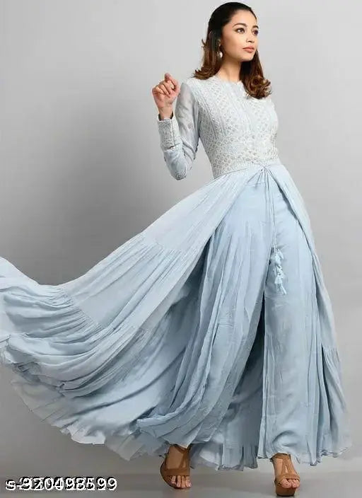 Embroidered georgette Palazzo set with long sleeves, new launch in India