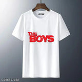 White printed THE BOYS round neck polyester t-shirt, funky anime design on short sleeves, machine washable, size M (Chest 38in, Length 26in)