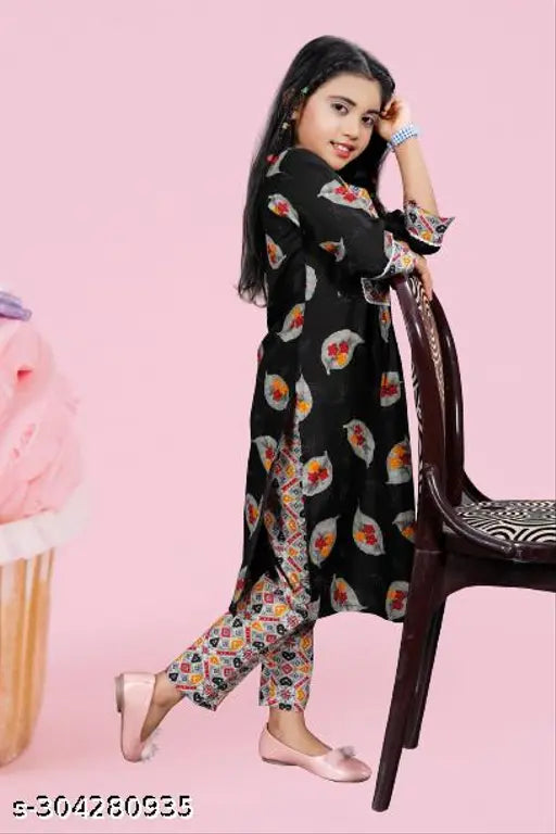 bsf new Creation printed cotton Reyon top & pants set for kids girls, A-line trousers with three-quarter sleeves, vibrant print design