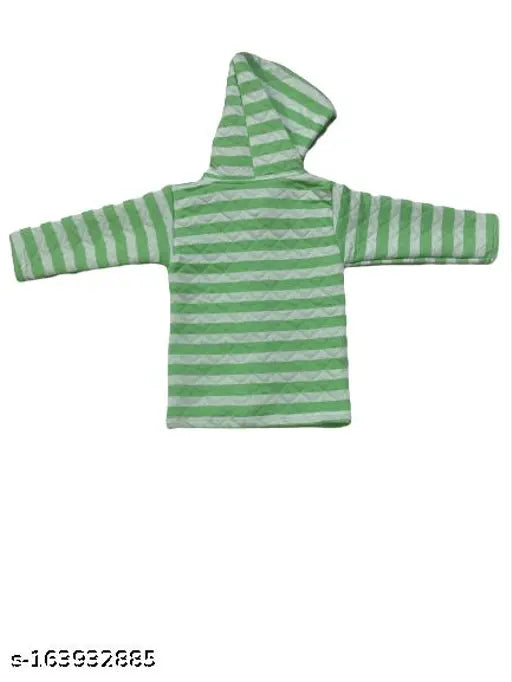Green and white striped kids sweater, pajamas set, hooded