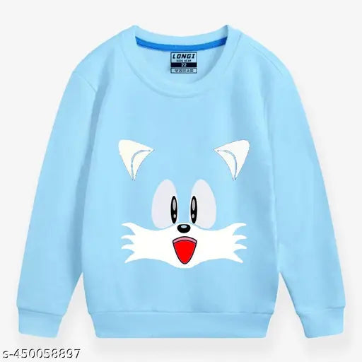 Russian Swag Kids sweatshirt, sky color cotton blend, long sleeves, printed design, vibrant and cozy kids wear