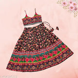 Anant Kids Girls stylish floral printed rayon lehenga choli, vibrant and sleeveless for Indian festivals