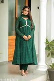 Green Georgette round-neck long sleeve printed office wear kurti with dupatta, low price