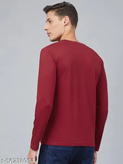 Maroon & White London Crew Full Sleeve 100% Cotton Men's T-Shirt Combo, ideal for gym, sports, events, and parties (S, M, L, XL, XXL)