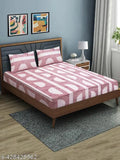 Microfiber double floral fitted bedsheet set (144 TC, elastic) - four pillow covers included, ideal for summer decor