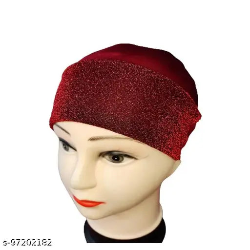 Scarf head wrap, red satin fabric