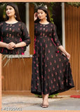 Long black kameez with pink flowers and elbow length sleeves