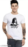 Ahir white printed polyester t-shirt, short sleeves, breathable and comfortable for casual wear