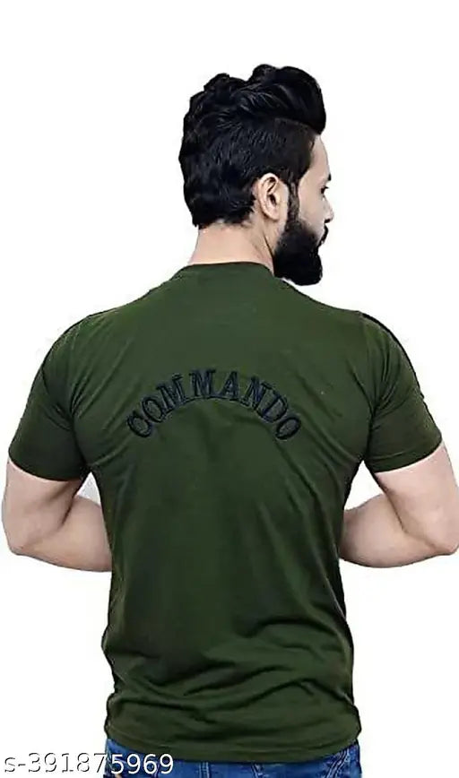 Commando Half Cotton Blend T-shirt, short sleeves, printed net design. M size: chest 38in, length 28in