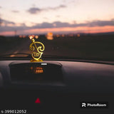 Golden medium-sized Maha Saving Offer Murugan Om Vel religious idol for car dashboard, traditional Indian pooja room art form