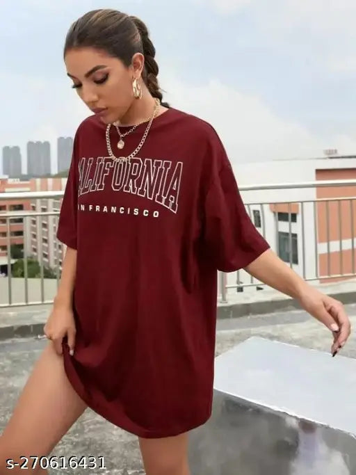 Women Oversized Printed Round Neck Tshirts.