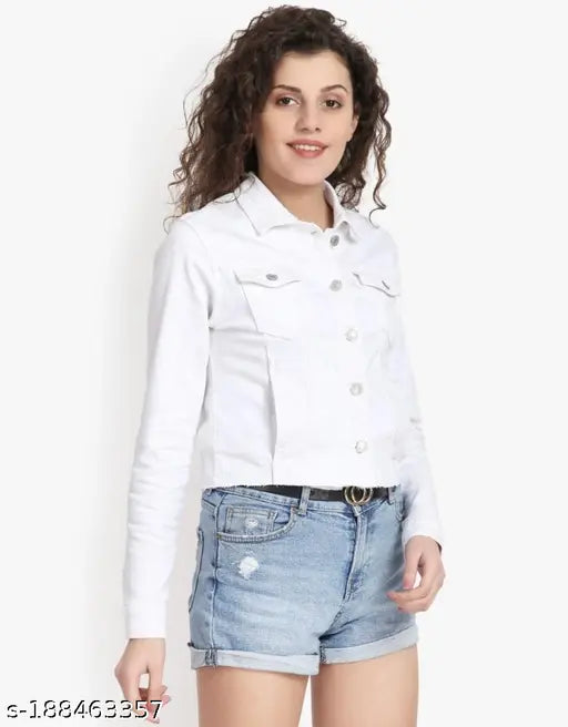 Cotton blend jacket for girls and women, solid color, long sleeves. S, M, L, XL sizes available, made in India