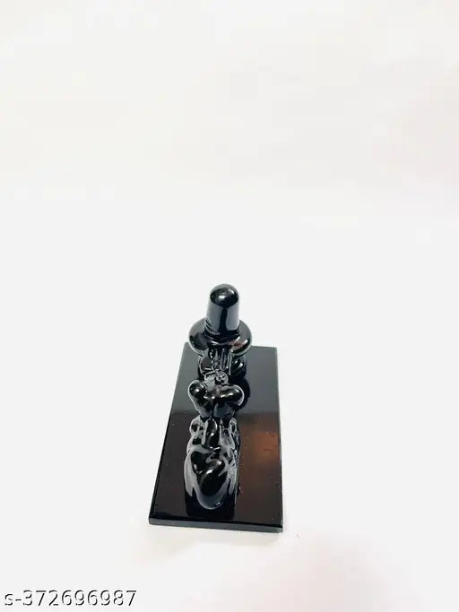 Handcrafted black Shivling and Nandi idol, crystal, Indian hand-painted statue for home decor, 8 cm L x 4 cm H