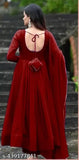 Maroon Georgette Anarkali Kurta with matching dupatta, solid pattern Indian women's clothing