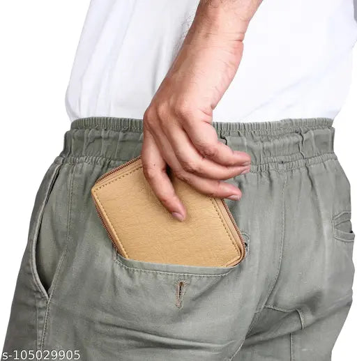 PU leather men's wallet with 2 compartments, solid design, free size (11x9cm), high-quality classic accessory from WalletIN